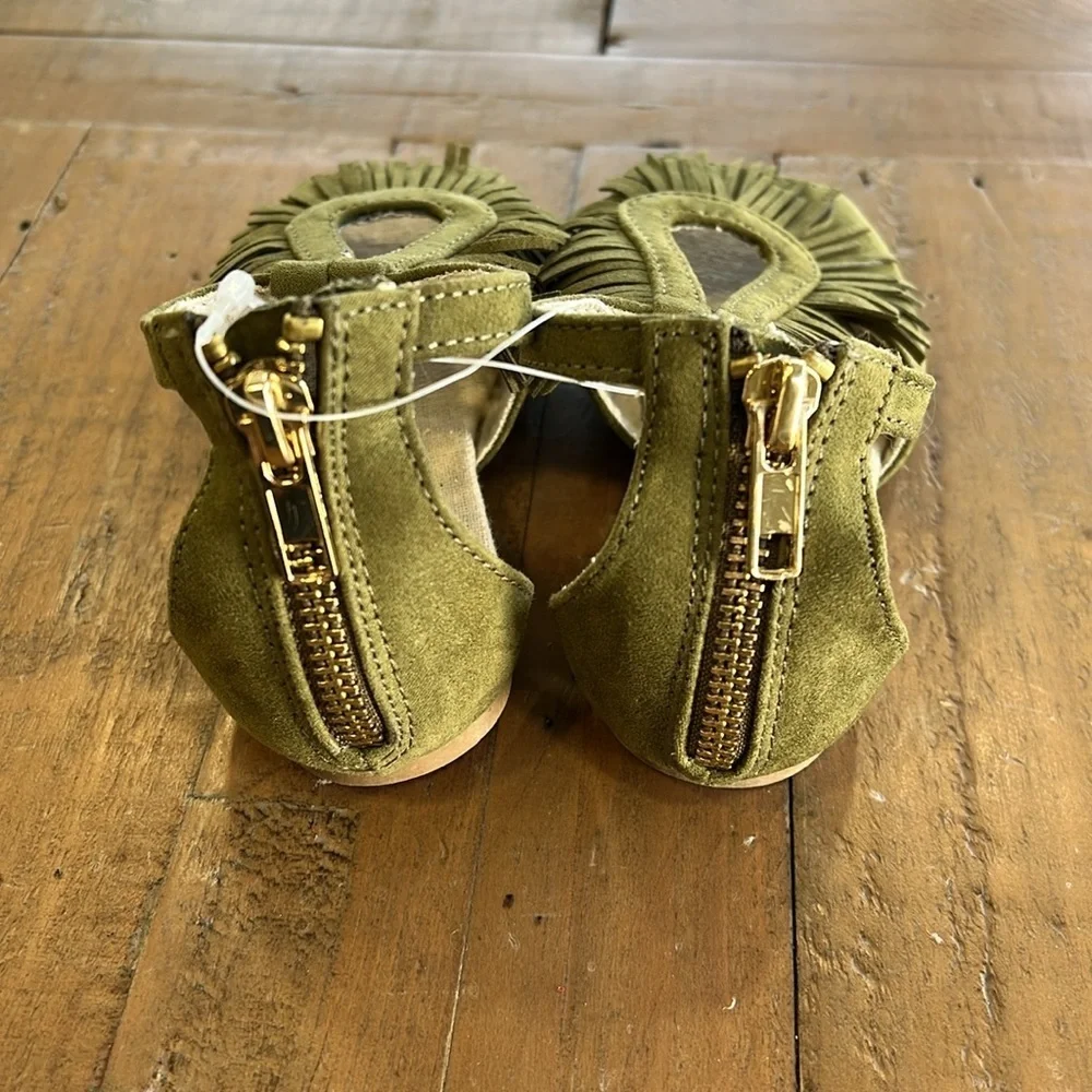 Joyfolie Dalia olive fringed sandals